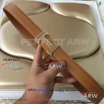 Perfect Replica Hermes Frosted Gold Buckle Brown Leather Belt
